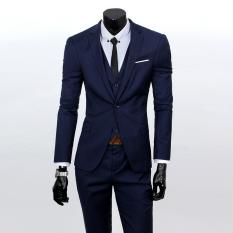 Jaket Jas - Blazer Casual Cowok Keren Korean Style - Biru Dongker