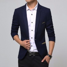Jaket Jas - Blazer Casual New Korean Style - Biru Tua