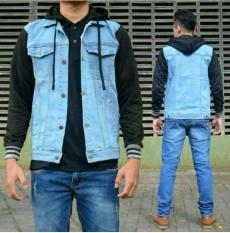 Jaket jeans boy hoodie kombinasi