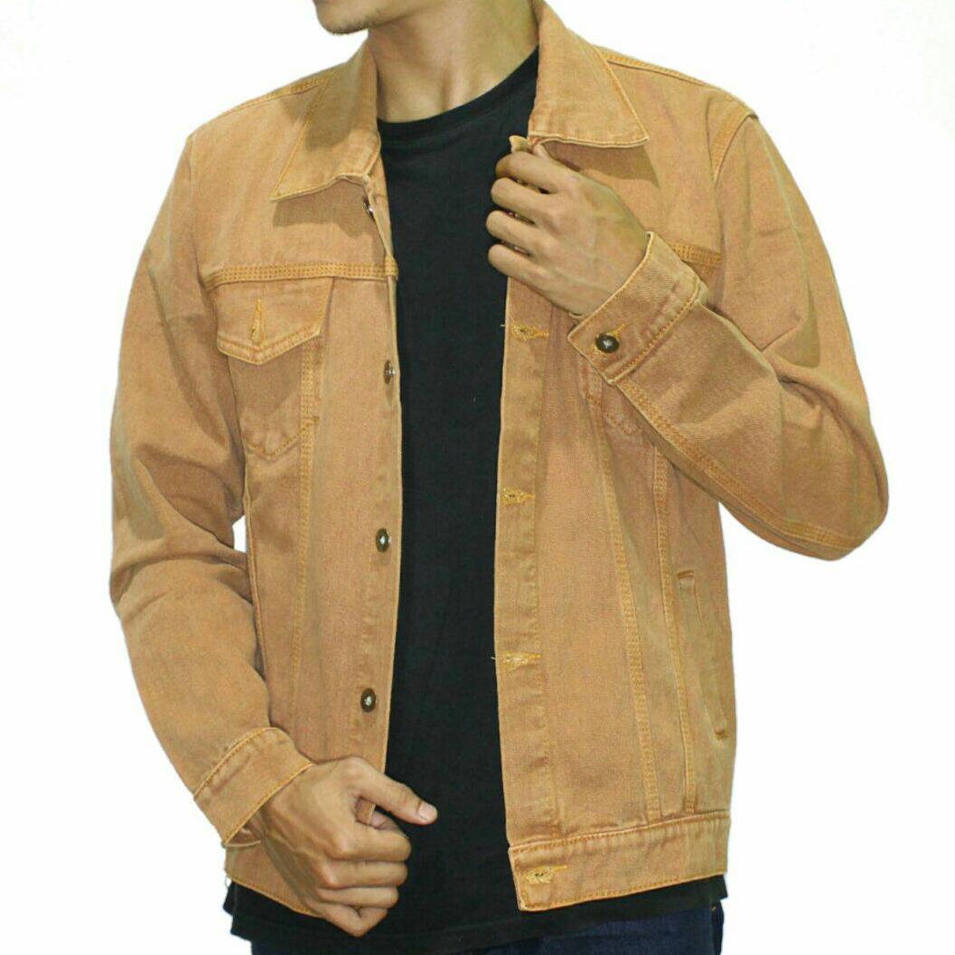  Jaket Jeans Denim Casual Pria - Brown