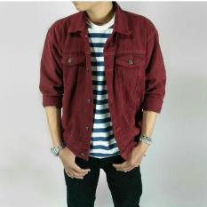 Jaket Jeans Denim Casual Pria - Maroon