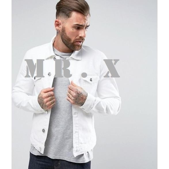 JAKET JEANS DENIM FIT PRIA WHITE (PUTIH) PREMIUM QUALITY