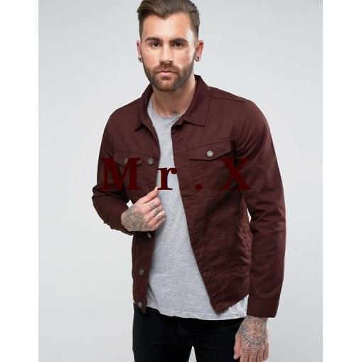 JAKET JEANS DENIM PRIA BURGUNDY (MERAH MARUN) PREMIUM QUALITY by Mr. X