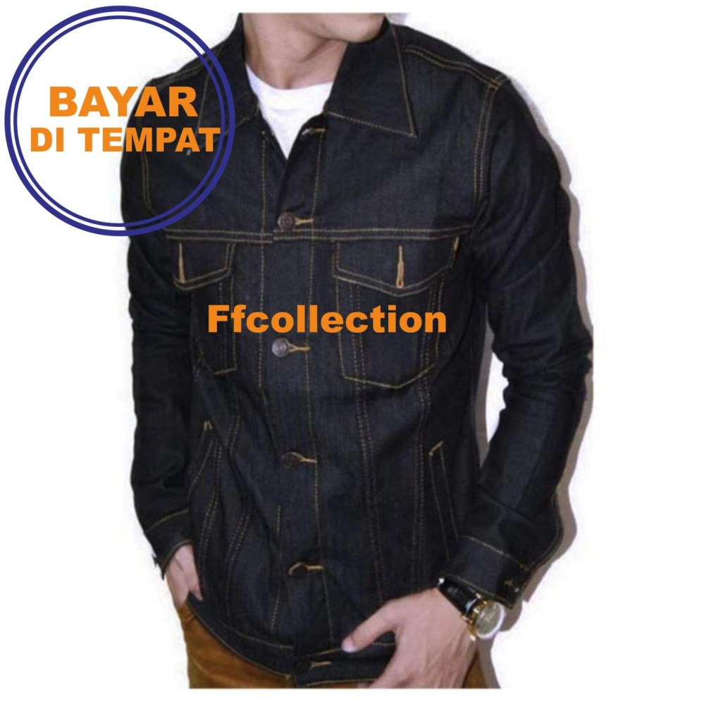 Jaket Jeans / Denim Pria Hight Quality [Blue Black/Garment]