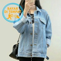 Jaket Jeans Wanita Oversize Biru Langit (Light Blue)