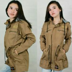 3R/jaket kanvas katun parka/cewe/coklat muda