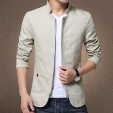 Jaket Kulit - Blazer Jacket Zipper Executive Style - Abu-Abu