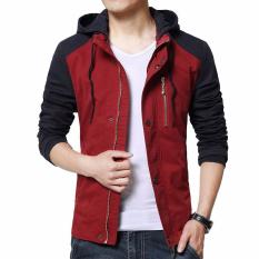 Jaket Kulit - Jaket Denim Hoodie Comby Executive Style Merah Biru