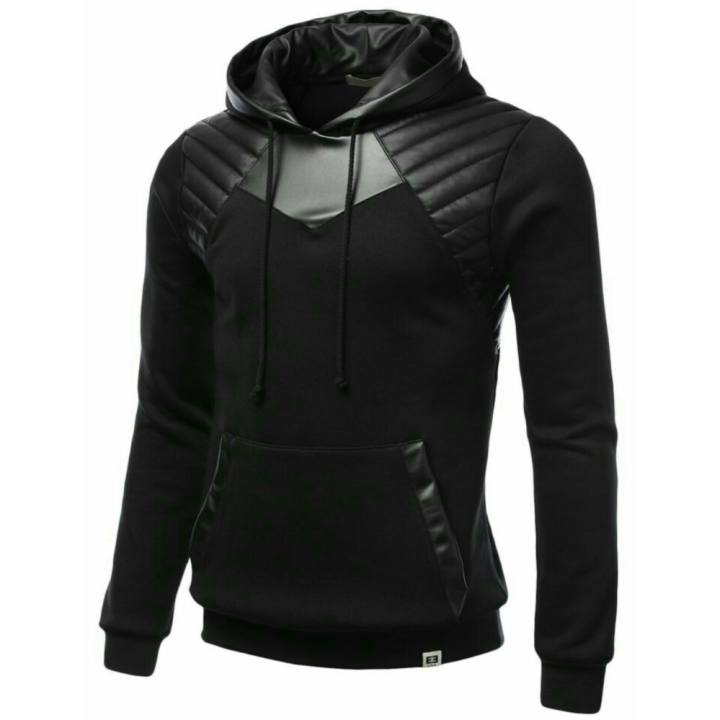jaket kulit kombinasi switer hodie | Lazada Indonesia