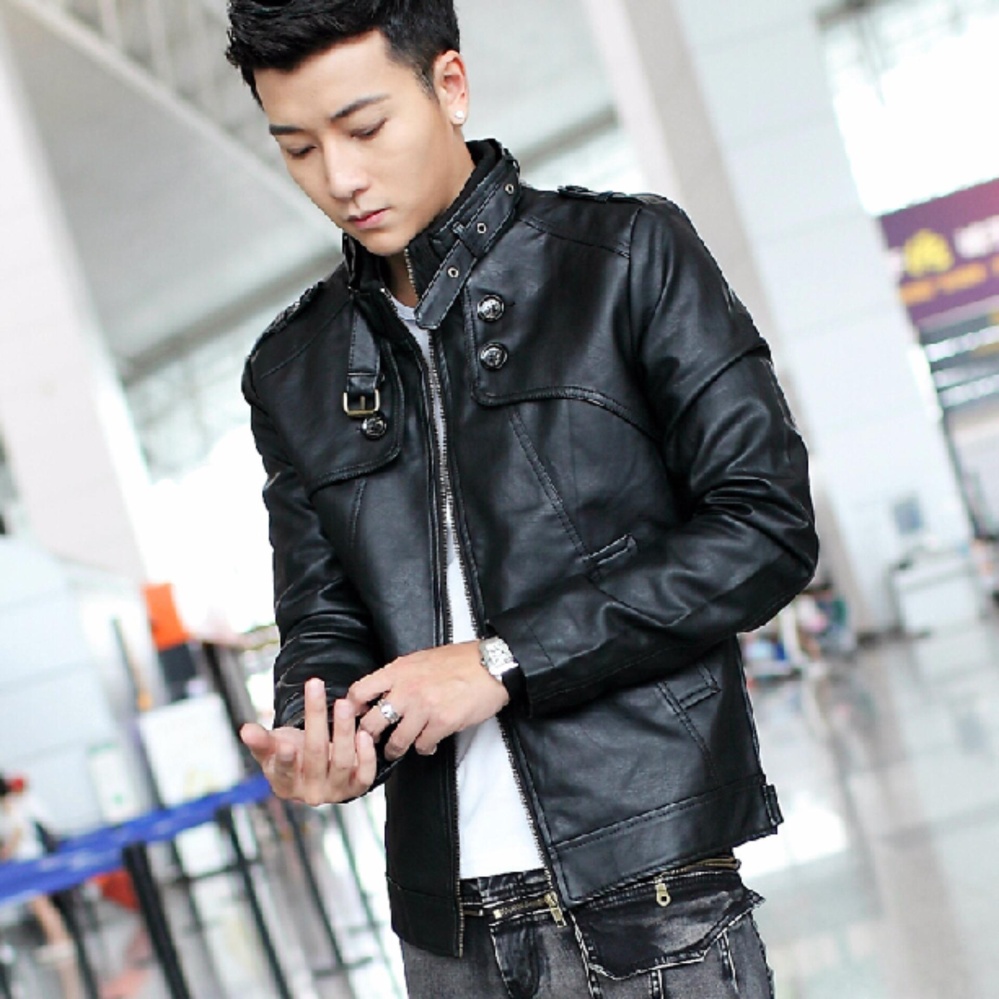 Jaket Kulit Pria Korea Semikulit Premium