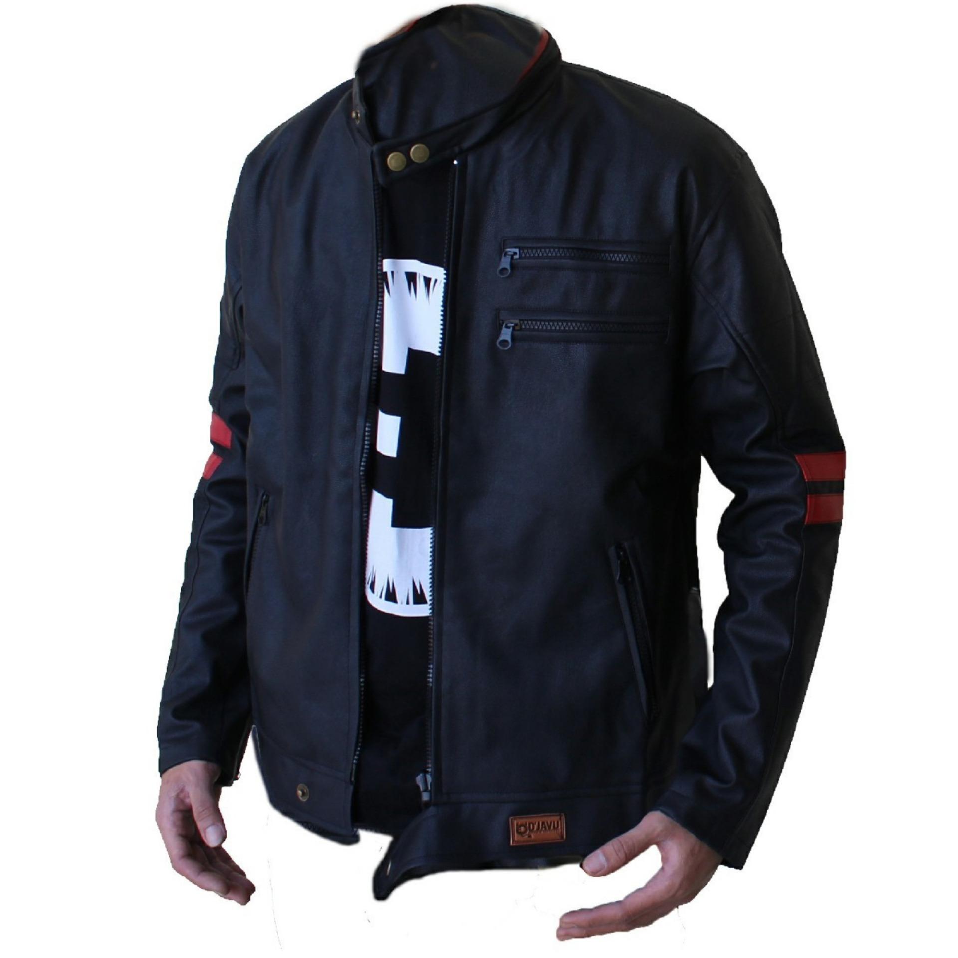 Jaket Kulit Pria Model Wolverine - Hitam