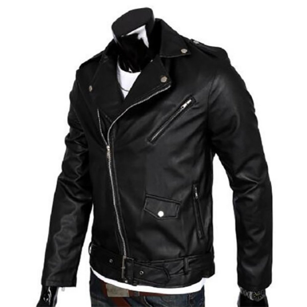 Jaket Kulit Pria Motor - Hitam