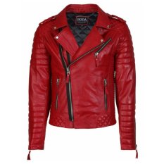 jaket kulit ramones merah