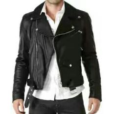 Jaket Kulit Sintetis Garut Pria Ramones Rock N Roll Black