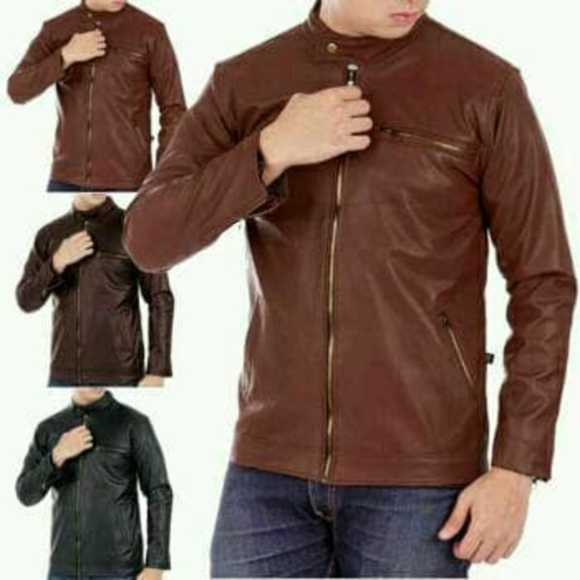 Jaket Motor Pria Casual Semi Kulit