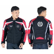 Jaket Motor Pria Raindoz RAL 018 Merah Kombinasi Cordura