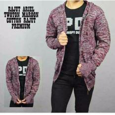 Jaket Murah Sweater Rajut Pria Twotone-Maroon Best Seller