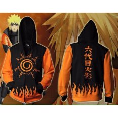 Jaket Naruto Kyubi Seal (Jaket Ninja Naruto Kakashi Sasuke Sakura) Best Seller - Black/Orange