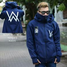 Jaket ninja sweater hoodie pria alan walker - biru navy