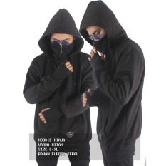 Jaket ninja sweater hoodie pria polos - biru navy
