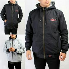 3R jaket parasit taslan hoody bolak balik pria hitam