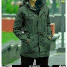 Jaket Parka Kanvas Wanita Hijau Army