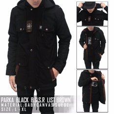 Jaket parka pria black pgsr list brown