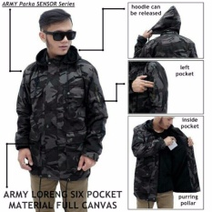 Jaket Parka Pria Pocket Loreng Army