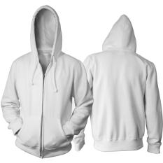 Jaket Polos PUTIH Hoodie Zipper (Resleting)