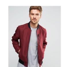 Jaket Pria - Baseball Style Slim Casual - Merah