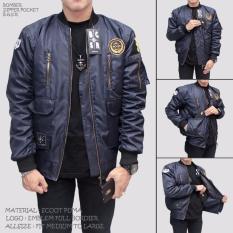 Jaket Pria Bomber Zipper Pocket - Navy