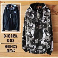 jaket pria DC loreng parasut bolak-balik army white-hitam