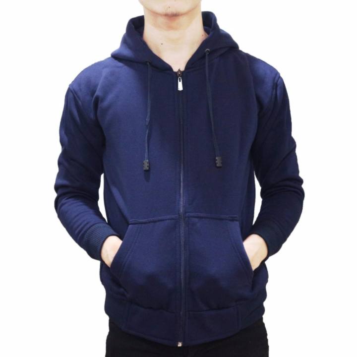 Jaket Pria Hoodie Kasual-Biru Navy Best Seller | Lazada