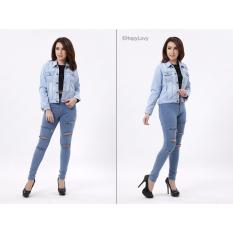 Ripped Jaket Jeans Denim Wanita Pride - Jaket Levis model Sobek