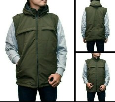 Jaket Rompi Motor/Jaket Rompi Parasut/Body Protector/Jaket Hoodie Hijau Army- Premium