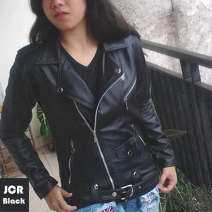 Jaket Semi Kulit Sintetis Asli Garut Wanita Ramones