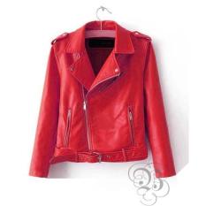 Jaket Semi Kulit Sintetis Wanita Model Raisa Merah