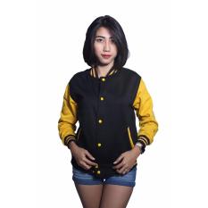 Jaket Sweater Baseball/Varsity Polos-Hitam Kuning