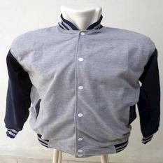 Jaket Sweater Baseball/Varsity Abu Misty Hitam