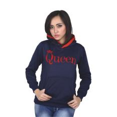 Jaket Sweater Hoodie Casual Fleece Wanita Catenzo PL 436 - Biru Navy