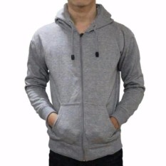 Jaket Sweater Hoodie Pria Zipper Polos Fleece Garment
