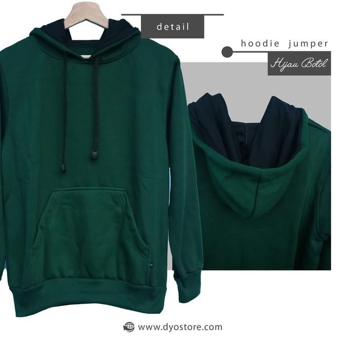 Jaket Sweater Polos Hoodie Jumper Hijau Botol - Nrh4vu