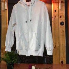Jaket Sweater Polos Hoodie Zipper Putih - Premium Quality