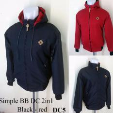 Jaket Pria Dc Bolak Balik Luar Dan Dalam - Hitam Dalam Merah