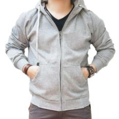 Jaket Sweter Hoodie Premium Unisex-Pria & Wanita-Model Polos Risleting-ABU MUDA-Harga Murah Berkualitas
