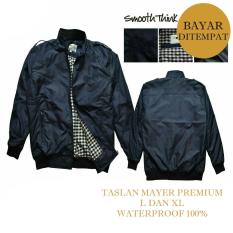Jaket Taslan Navy In Corak 100% Anti Air (Waterproof)