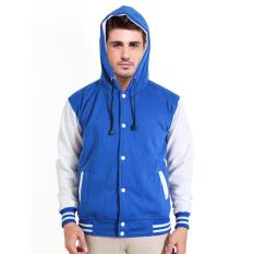 Jaket Varsity Hoodie Reglan Biru Putih