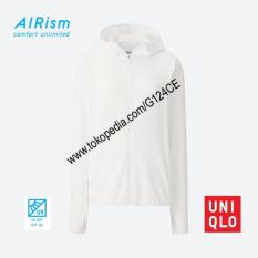 Jaket Wanita Uniqlo Airism Hoodie Uv Cut Mesh 188210 Putih White - 1Ersxs