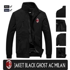 jaket waterproof ghost black ac milan