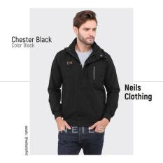 Jaket Windbreaker Neils Chester - Black - A663ea